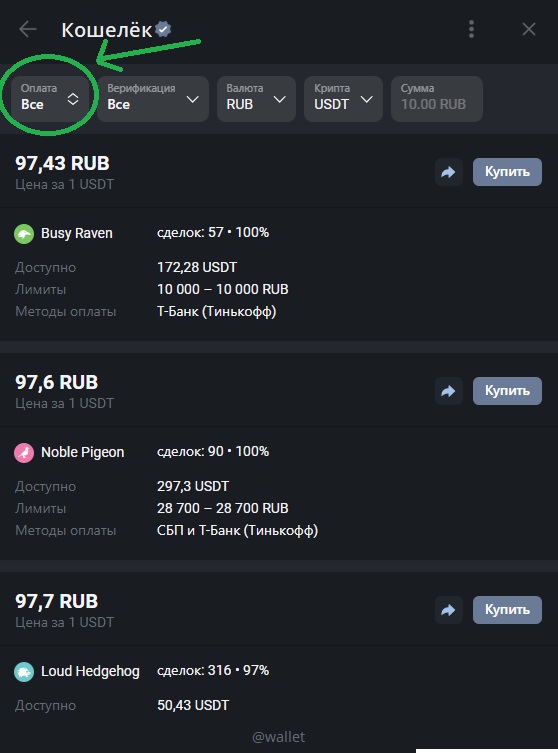 Telegram wallet p2p рубли